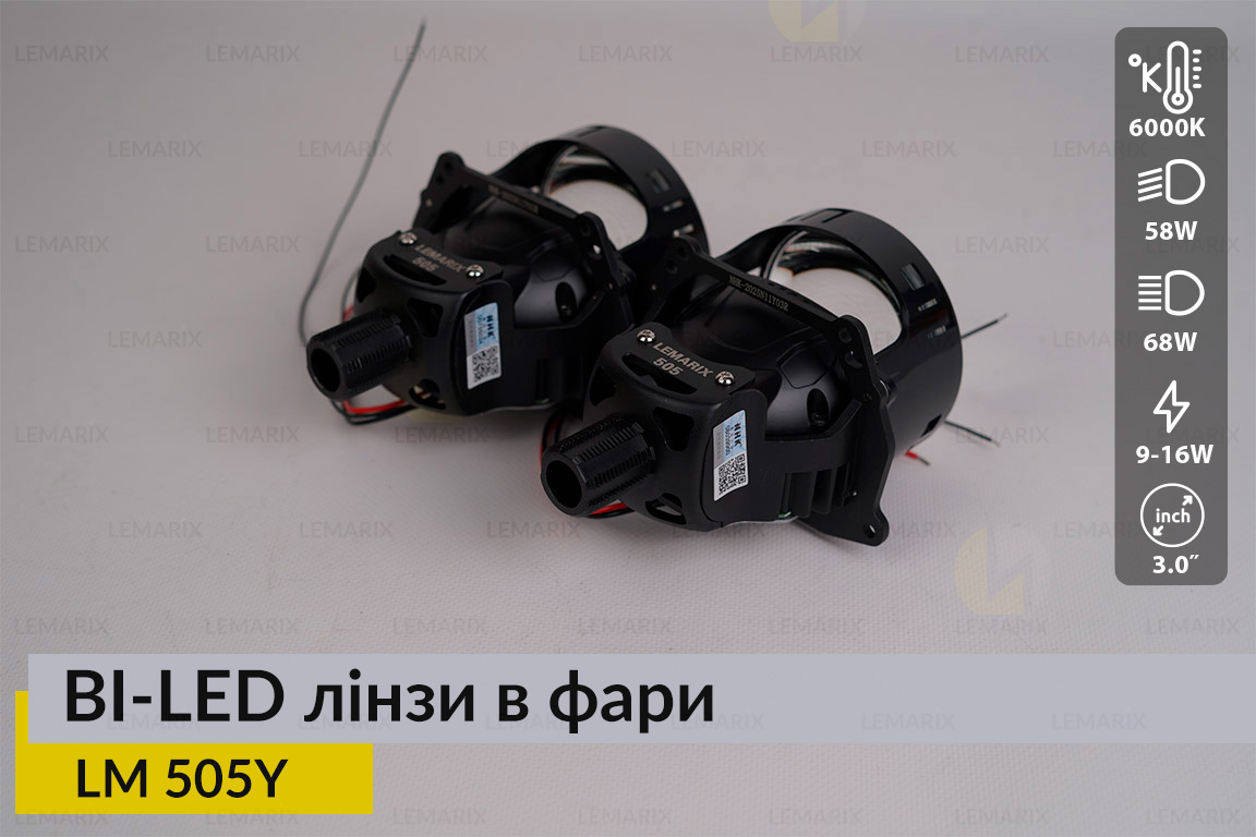 Автомобільні BI-LED лінзи в фари Lemarix 505Y