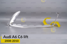 Хромована декоративна маска середня Audi A6 C6 (2008-2010) рест ліва