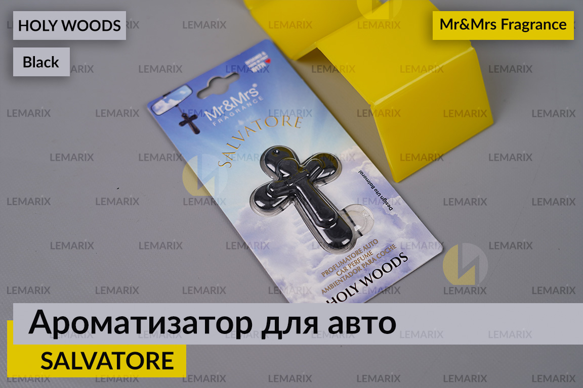Ароматизатор для авто SALVATORE чорний с ароматом СВЯТОГО ЛІСУ/HOLY WOODS – Mr&Mrs Fragrance