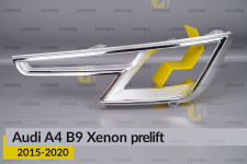 Хромована декоративна маска Audi A4 B9 Xenon (2015-2020) дорест ліва