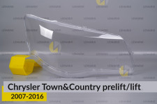 Скло фари Chrysler Town&Country (2007-2016) дорест/рест праве