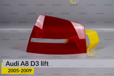 Скло заднього ліхтаря зовнішнє в крилі Audi A8 D3 (2005-2009) рест праве