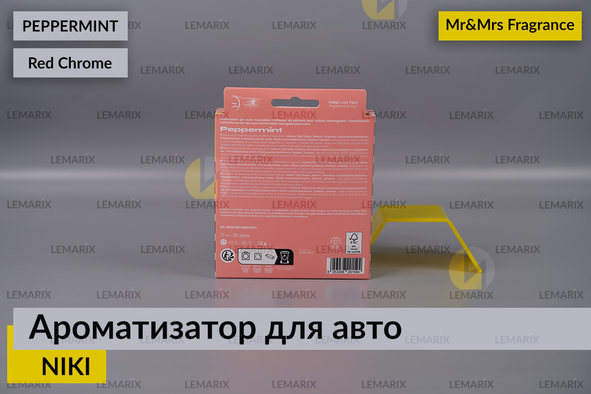 Ароматизатор для авто NIKI червоний хром М'ЯТА/PEPPERMINT 2022 – Mr&Mrs Fragrance