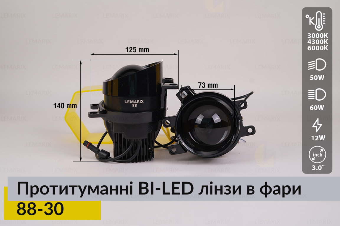 Протитуманні BI-LED лінзи в фари Lemarix 88-30