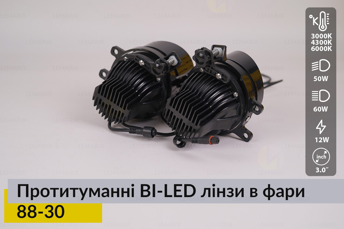 Протитуманні BI-LED лінзи в фари Lemarix 88-30