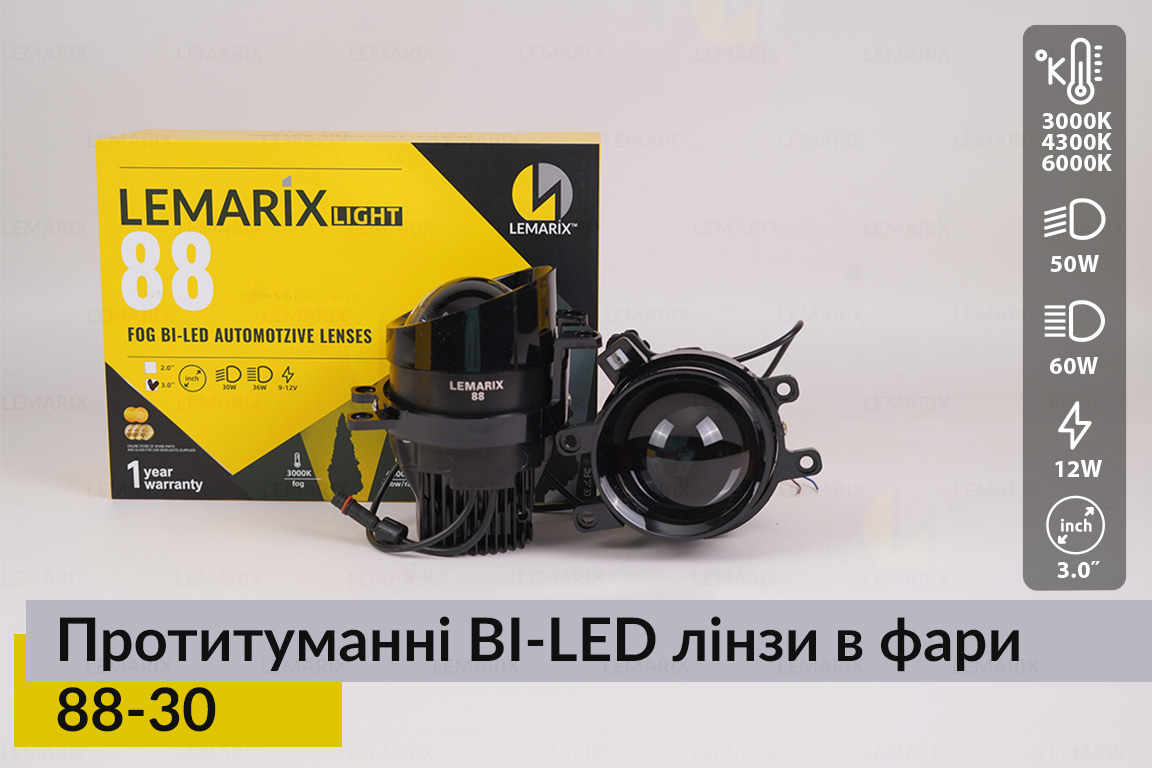 Протитуманні BI-LED лінзи в фари Lemarix 88-30