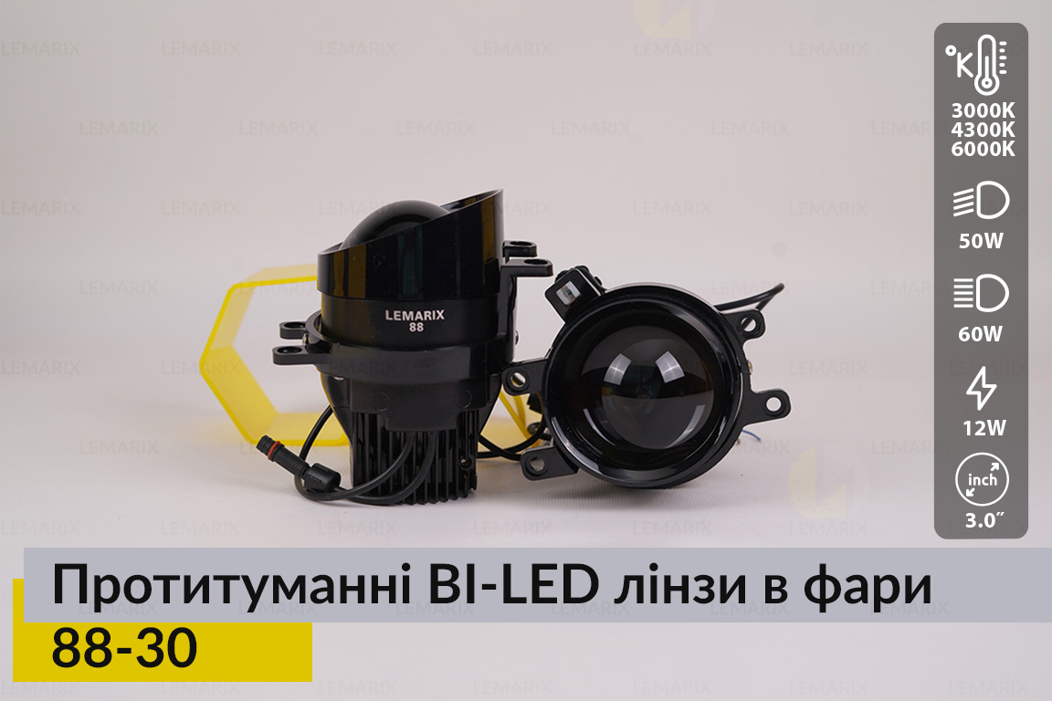 Протитуманні BI-LED лінзи в фари Lemarix 88-30