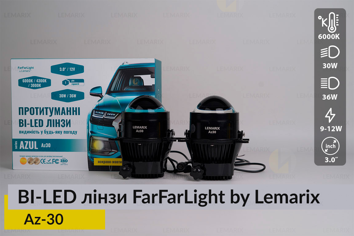 Противотуманные BI-LED линзы FarFarLight by Lemarix серии Azul – Az30