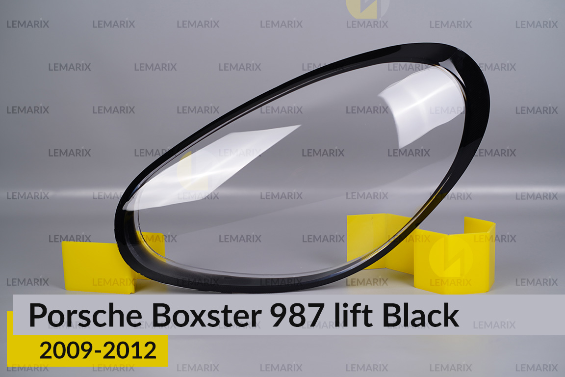 Скло фари Porsche Boxster 987 Black (2009-2012) рест ліве