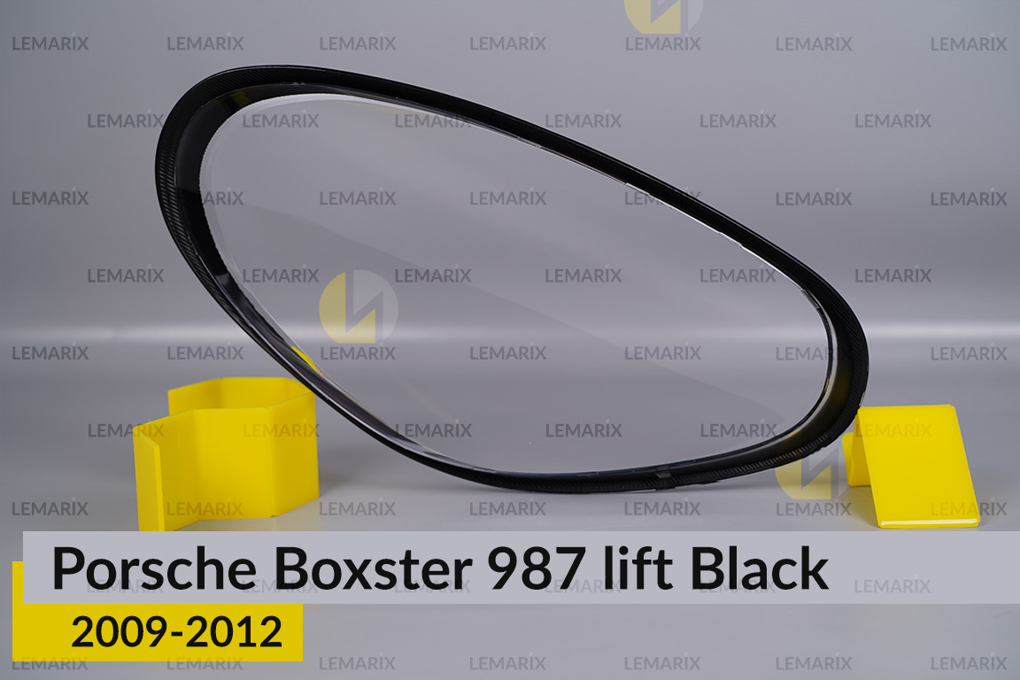 Скло фари Porsche Boxster 987 Black (2009-2012) рест ліве