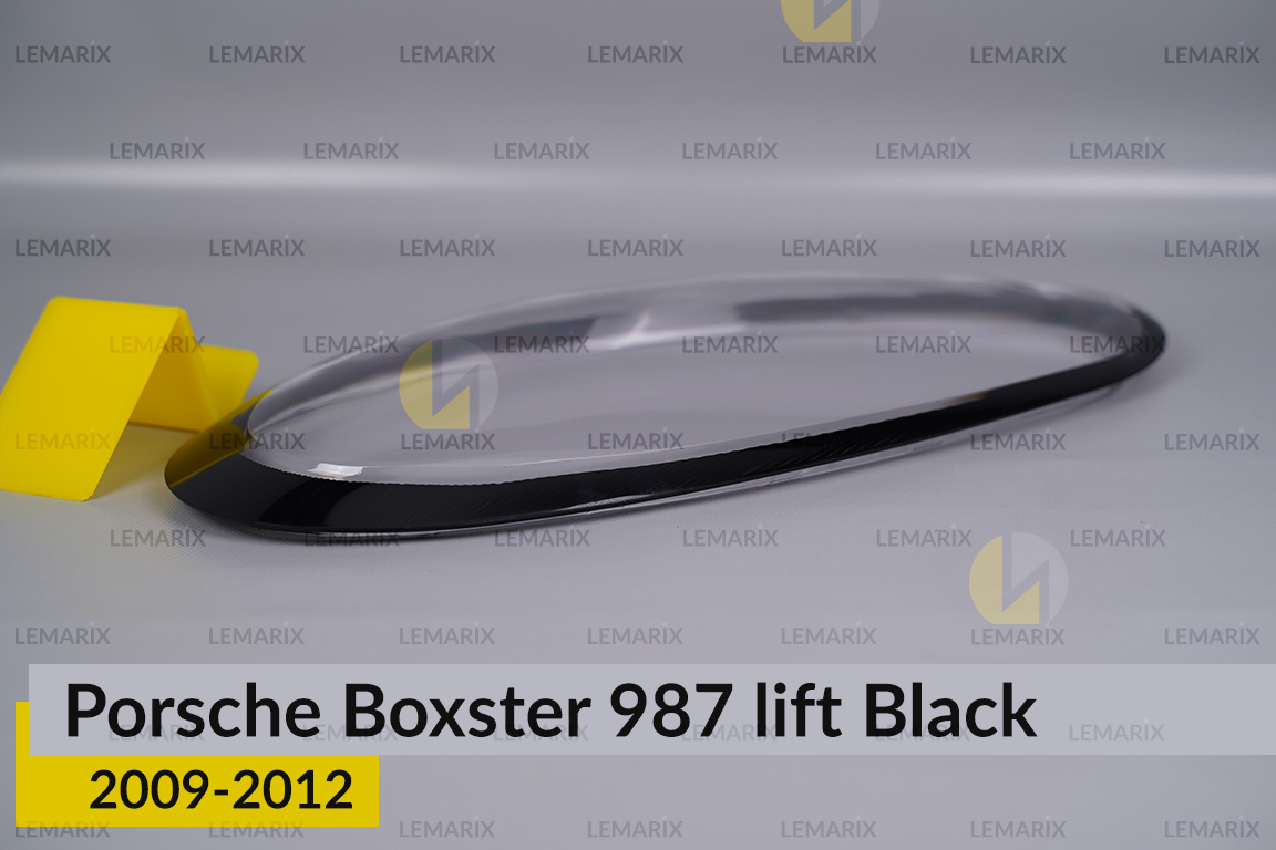 Скло фари Porsche Boxster 987 Black (2009-2012) рест ліве