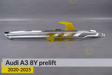 Хромированная декоративная маска верхняя Audi A3 8Y (2020-2025) дорест левая