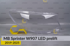 Стекло фары Mercedes-Benz Sprinter W907 LED (2019-2026) дорест правое