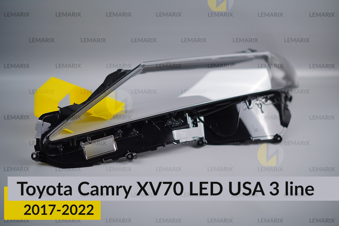 Скло фари Toyota Camry XV70 LED USA (2017-2022) 3 лінії ліве
