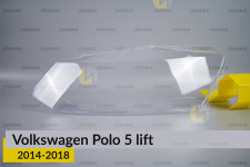 Скло фари VW Volkswagen Polo 5 (2014-2018) рест ліве