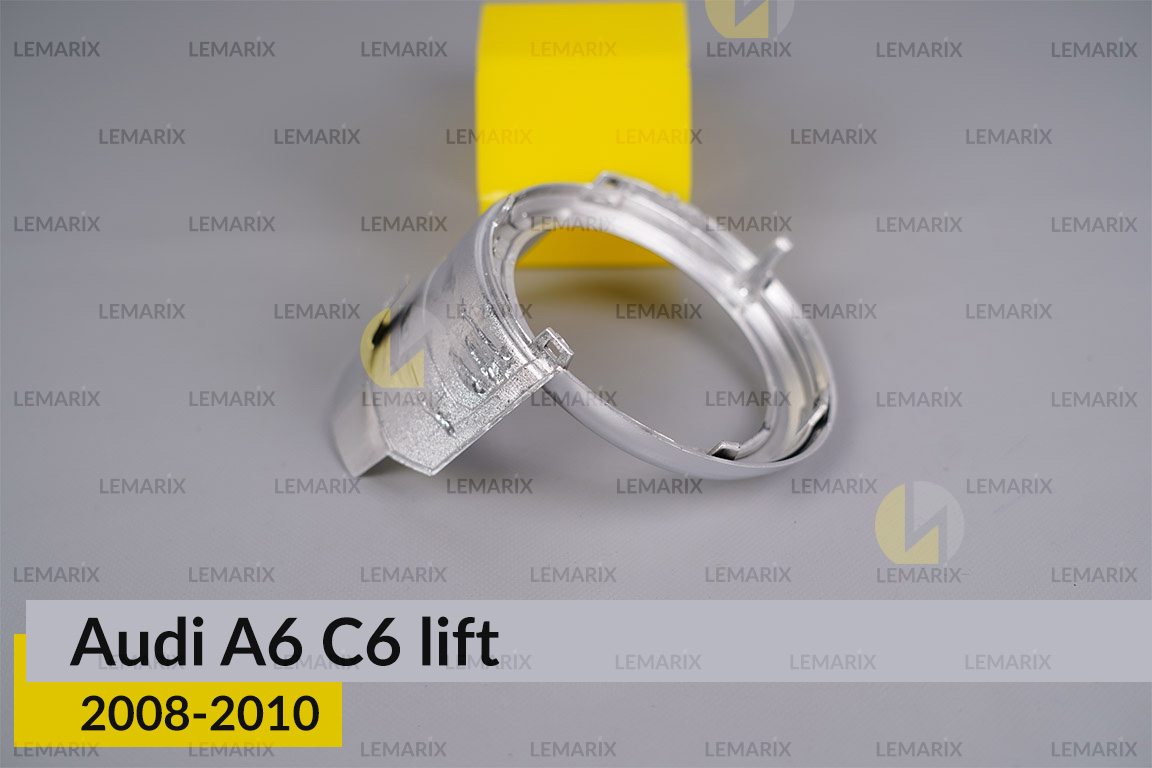 Хромована маска лінзи велика Audi A6 C6 (2008-2010) рест ліва