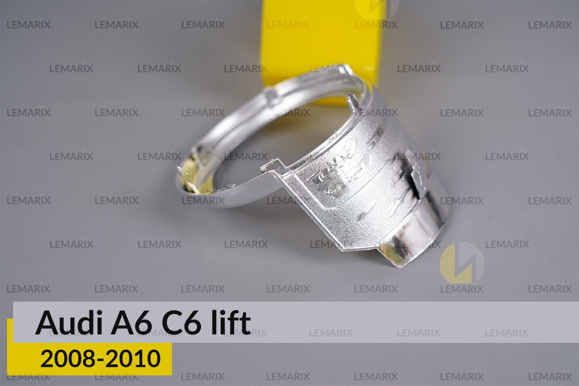 Хромована маска лінзи велика Audi A6 C6 (2008-2010) рест ліва