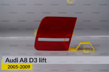 Скло заднього ліхтаря внутрішнє в кришці багажника Audi A8 D3 (2005-2009) рест праве