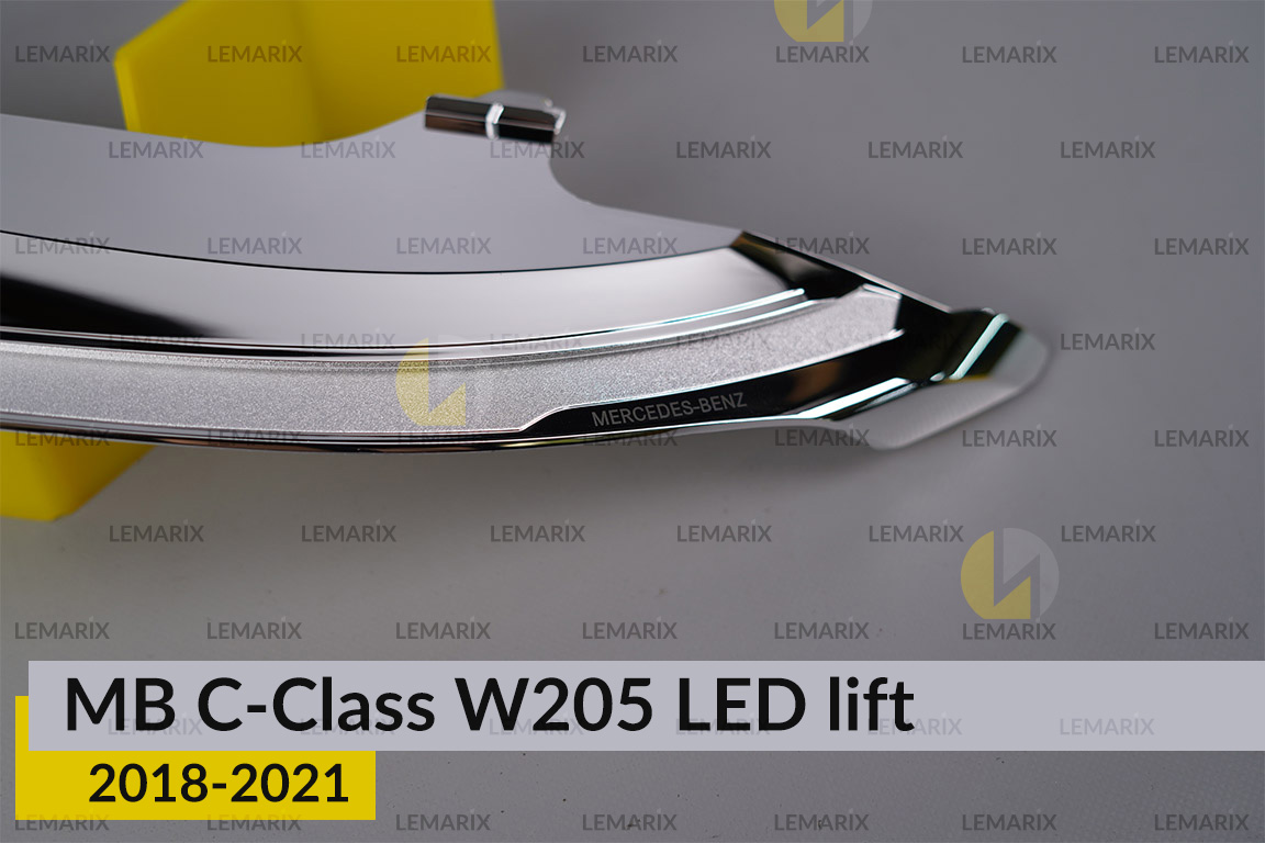Хромована декоративна маска світловода Mercedes-Benz С-Class W205 LED (2018-2021) рест ліва
