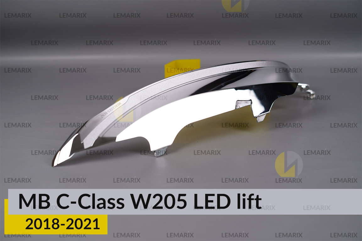 Хромована декоративна маска світловода Mercedes-Benz С-Class W205 LED (2018-2021) рест ліва