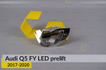 Хромована маска світлорозсіювача Audi Q5 FY LED (2017-2020) дорест ліва
