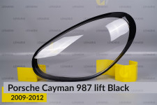 Скло фари Porsche Cayman 987 Black (2009-2012) рест ліве