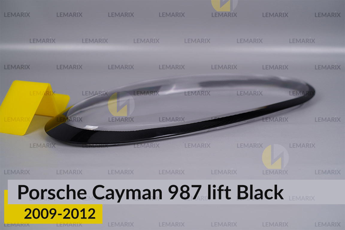 Скло фари Porsche Cayman 987 Black (2009-2012) рест ліве