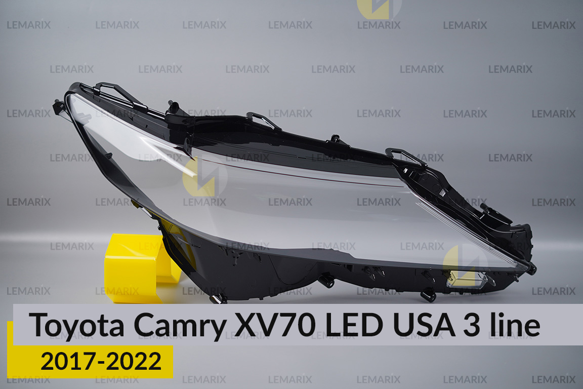 Стекло фары Toyota Camry XV70 LED USA (2017-2022) 3 линии правое