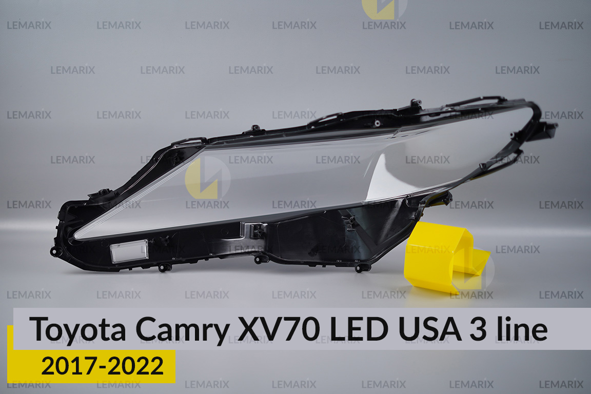 Стекло фары Toyota Camry XV70 LED USA (2017-2022) 3 линии правое