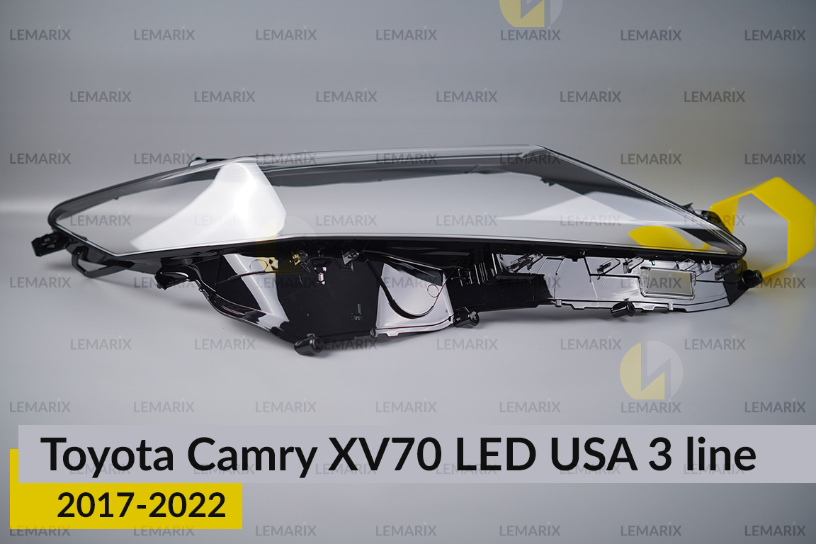 Стекло фары Toyota Camry XV70 LED USA (2017-2022) 3 линии правое