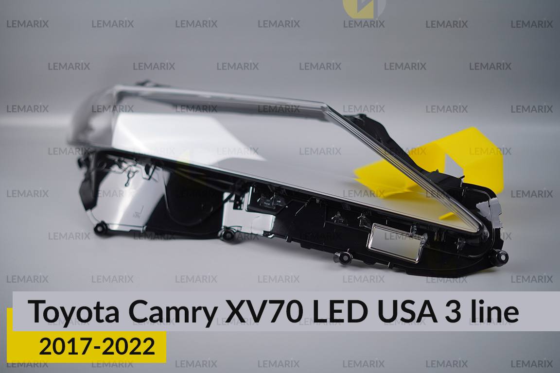 Стекло фары Toyota Camry XV70 LED USA (2017-2022) 3 линии правое