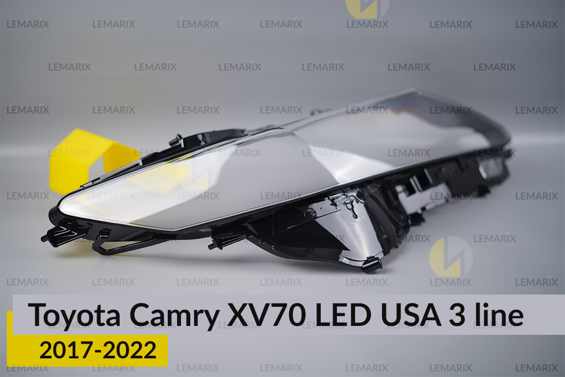 Стекло фары Toyota Camry XV70 LED USA (2017-2022) 3 линии правое