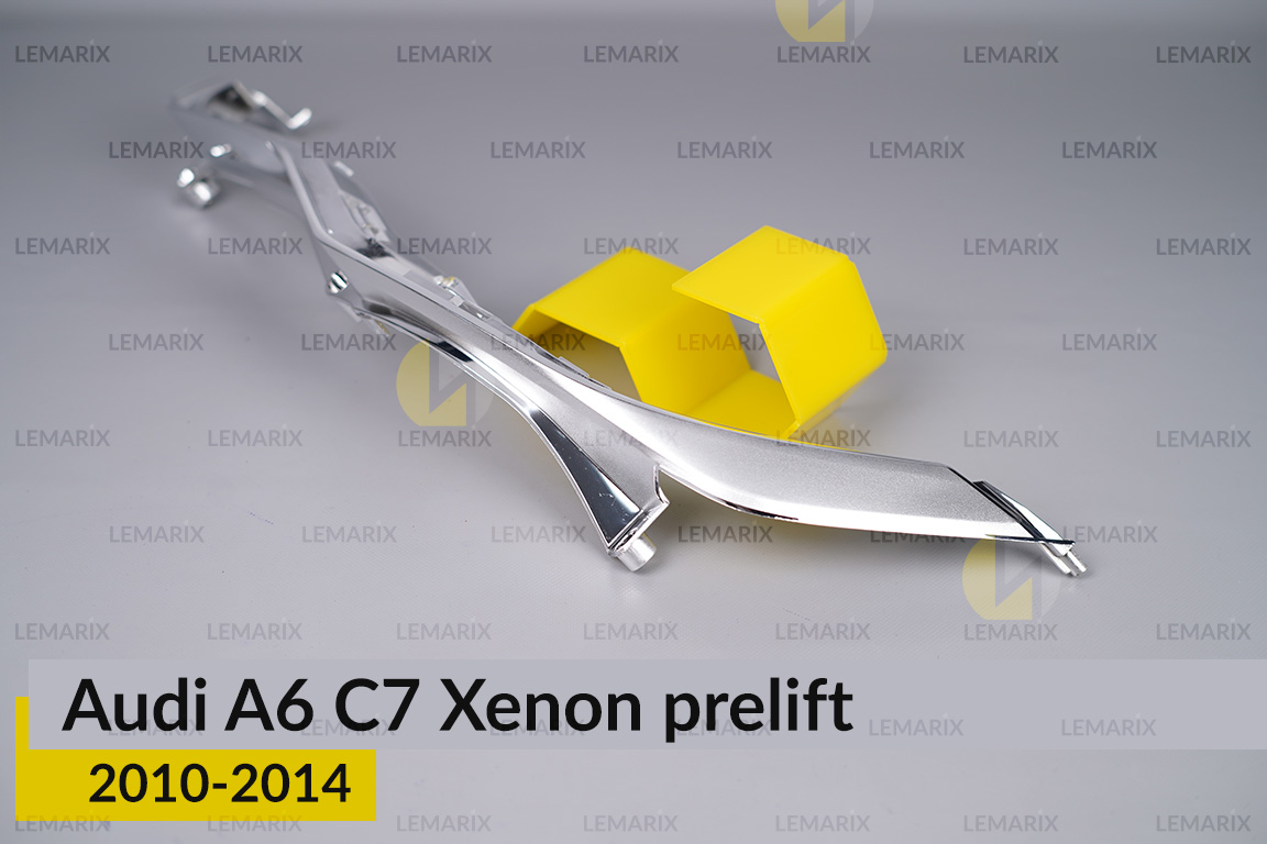 Хромована нижня маска під світловод Audi A6 C7 Xenon (2010-2014) дорест ліва