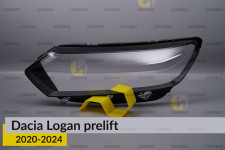 Скло фари Dacia Logan (2020-2025) дорест/1 рест ліве