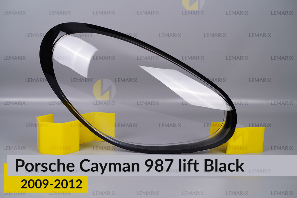 Скло фари Porsche Cayman 987 Black (2009-2012) рест праве
