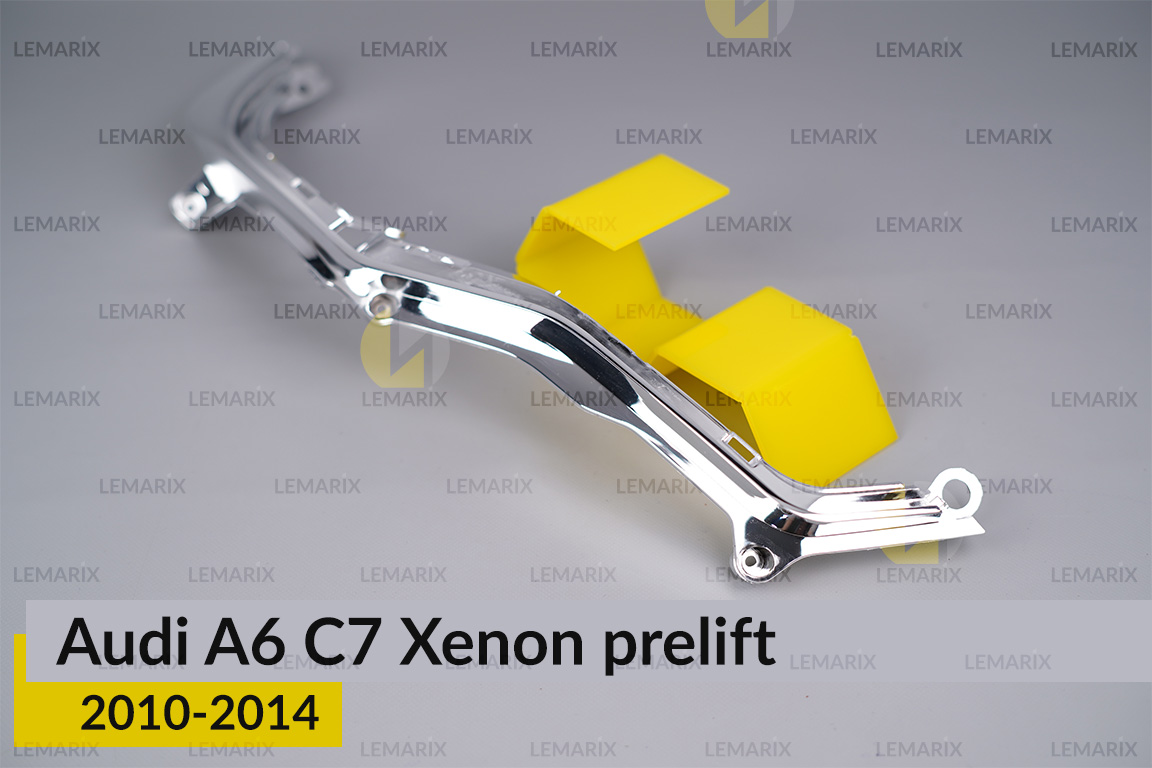 Хромована нижня маска під світловод Audi A6 C7 Xenon (2010-2014) дорест права