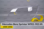 Скло фари Mercedes-Benz Sprinter W901 W902 W903 W904 W905 (2000-2006) рест ліве