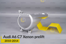 Хромована маска лінзи Audi A6 C7 Xenon (2010-2014) дорест ліва
