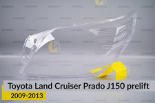 Скло фари Toyota Land Cruiser Prado J150 (2009-2013) дорест ліве