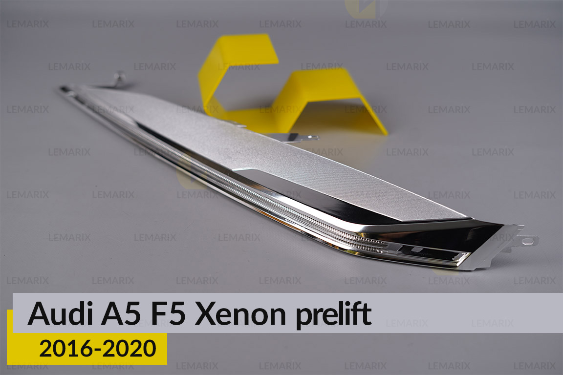 Хромована декоративна маска під світловод Audi A5 F5 Xenon (2016-2020) дорест ліва