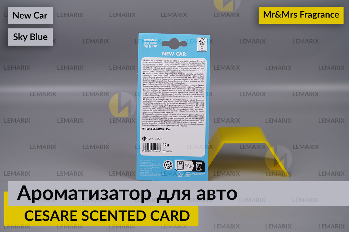 Ароматизатор для авто CESARE SCENTED CARD/АРОМАТНА КАРТКА небесно-блакитний НОВЕ АВТО – Mr&Mrs Fragrance