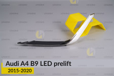 Хромована декоративна маска бокова Audi A4 B9 LED (2015-2020) дорест ліва