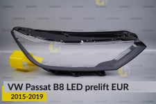 Скло фари VW Volkswagen Passat B8 LED EUR (2015-2019) дорест праве