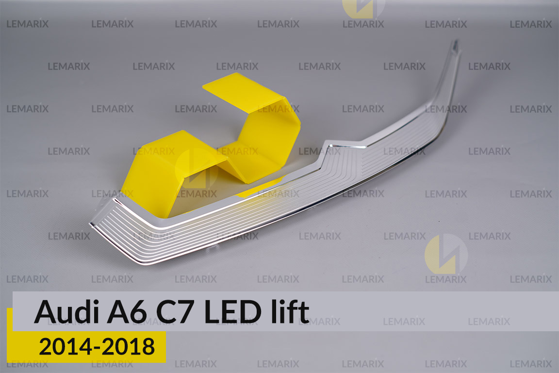 Хромована декоративна маска верхня Audi A6 C7 LED (2014-2018) рест ліва