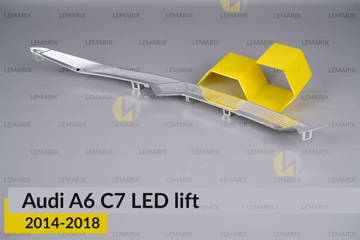 Хромована декоративна маска верхня Audi A6 C7 LED (2014-2018) рест ліва