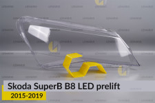 Скло фари Skoda SuperB B8 LED (2015-2019) дорест праве
