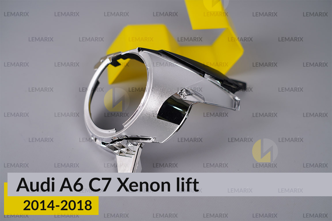 Хромована маска лінзи Audi A6 C7 Xenon (2014-2018) рест ліва