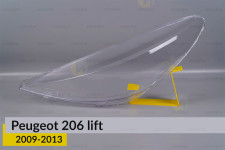 Скло фари Peugeot 206+ (2009-2013) ліве