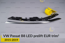 Хромована накладка на фари VW Volkswagen Passat B8 LED EUR (2015-2019) дорест на 2 деталі ліва