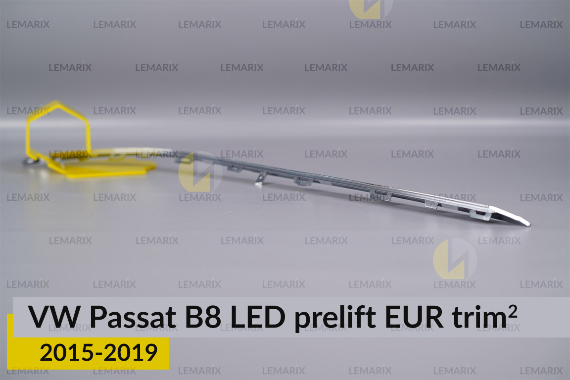 Хромована накладка на фари VW Volkswagen Passat B8 LED EUR (2015-2019) дорест на 2 деталі ліва